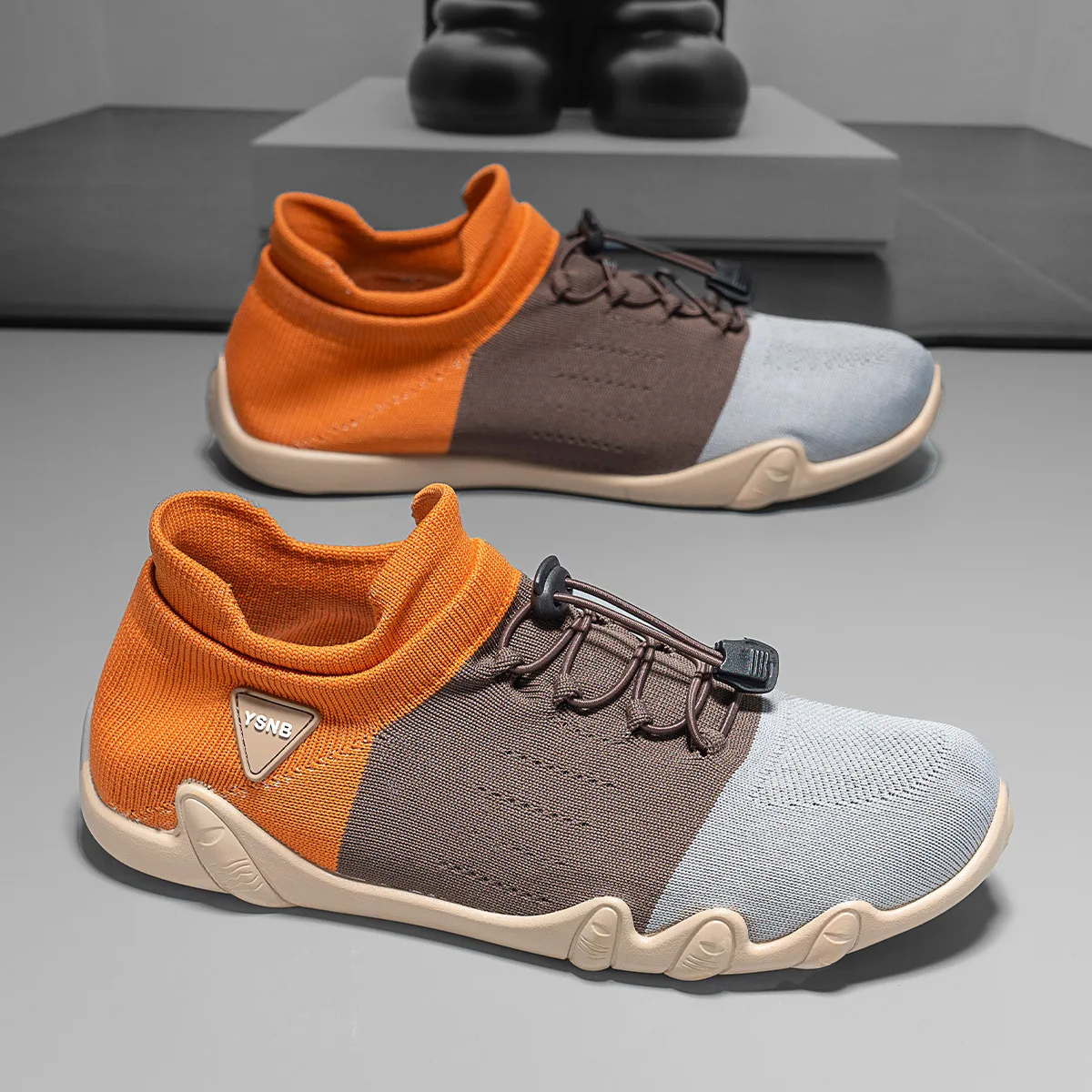 2025 verano malla volando tejer zapatillas de deporte sin cordones sin cordones frijoles casual calcetines de punto de gran tamaño zapatos de hombre