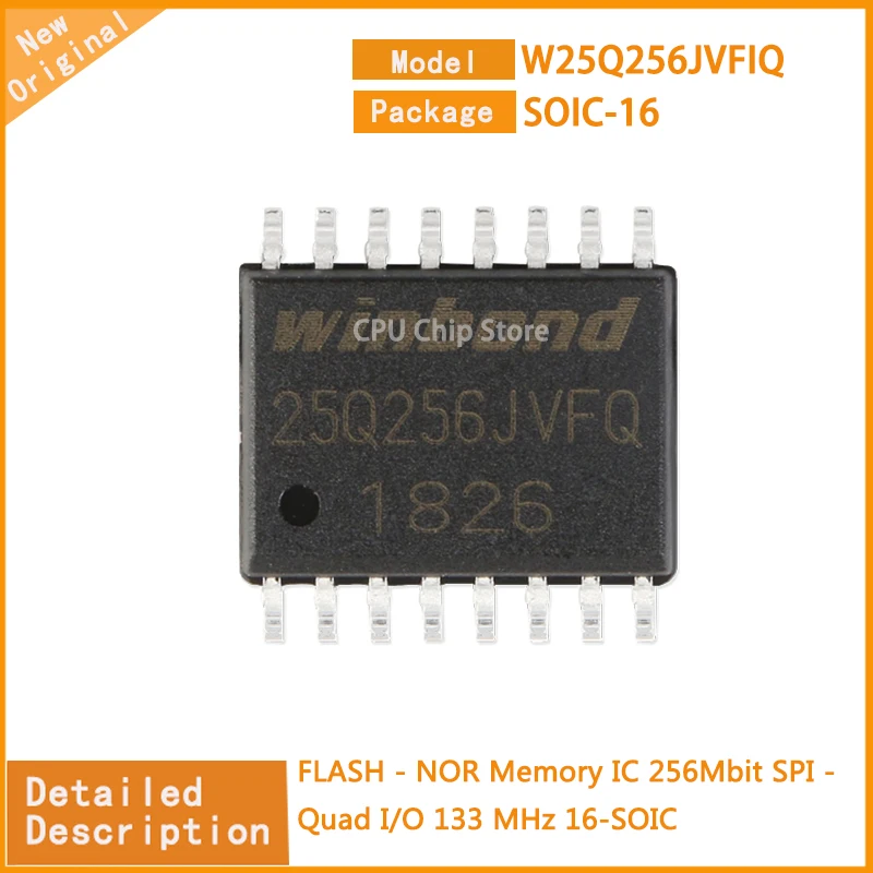 10Pcs/Lot New Original  W25Q256JVFIQ W25Q256 FLASH - NOR Memory IC 256Mbit SPI - Quad I/O 133 MHz 16-SOIC