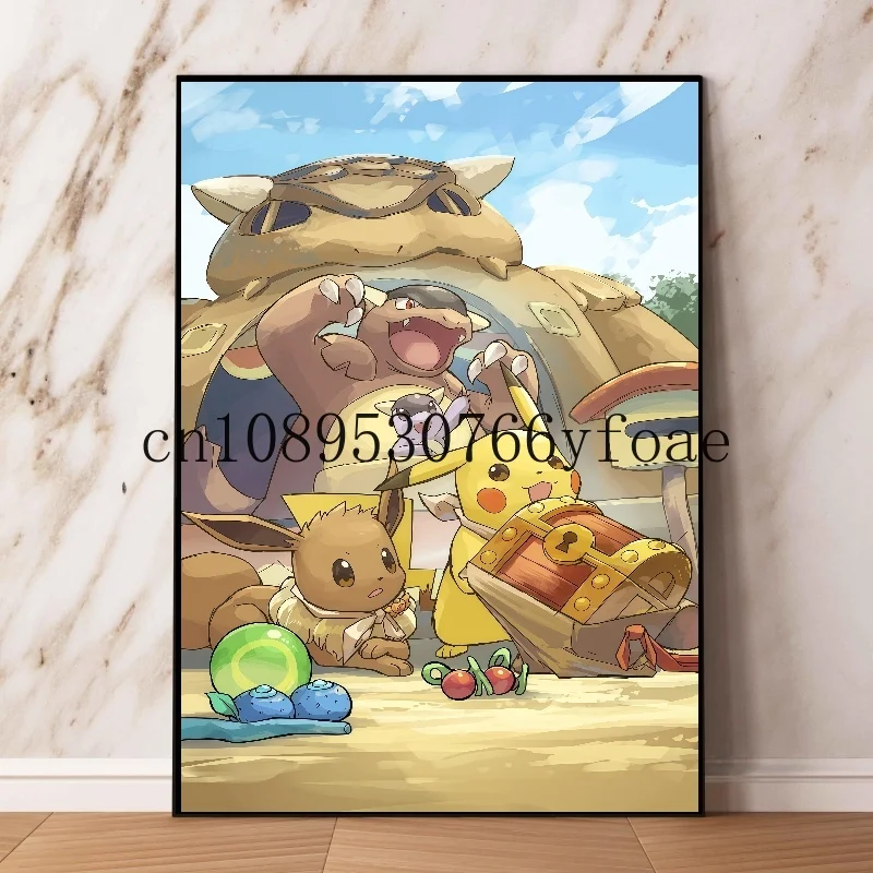 Anime pokemon eevee família evolução pintura em tela umbreon espeon arte da parede cartaz crianças decoração do quarto mural imagem quadros