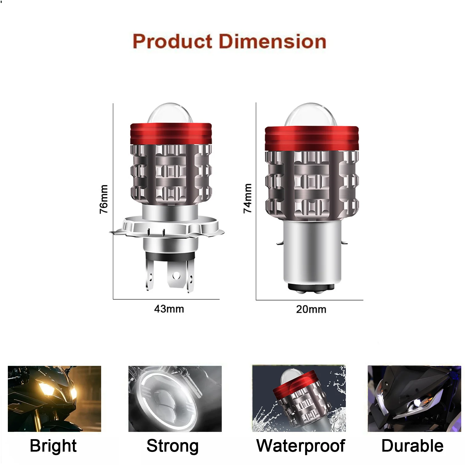 H4 LED Motorcycle Headlight BA20D H6 Angel Eye Motor Led Bulb Motorbike Head Lamp Dual Color White Yellow High Low Beam 12-24V