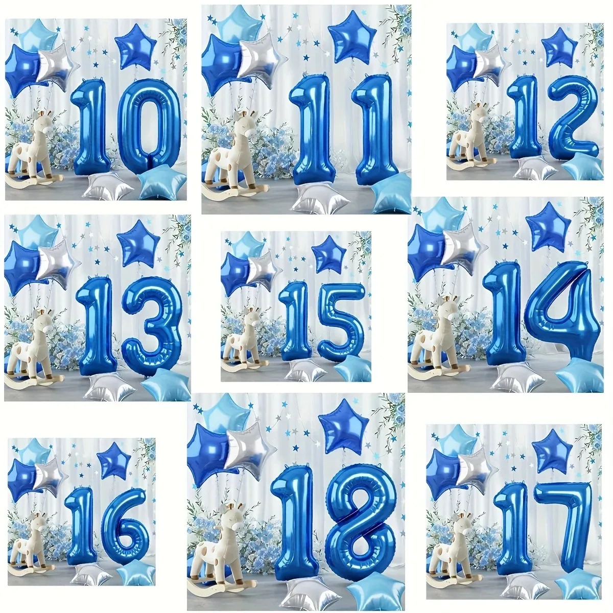 32-Zoll Blaues Zahlenballon-Set Dunkelblaue Zahlen 10-50 Ballons Geeignet für Kinder- und Erwachsenen-Geburtstagsfeiern, Babypartys, Dekoration und Geschenke