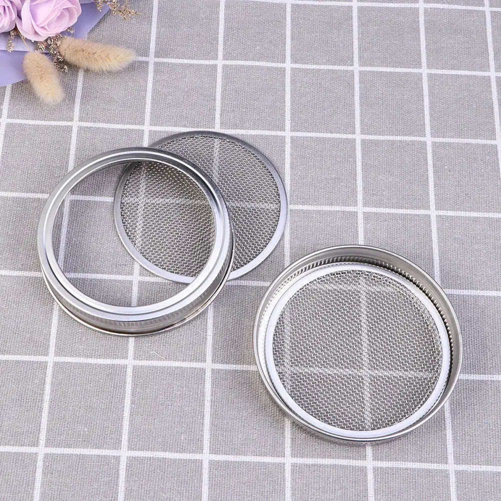 3Pcs Stainless Steel Sprouting Lids for Wide Mouth Jars Reusable Mesh Germination Cover Seed Sprouting Lid Home Gardening Tool