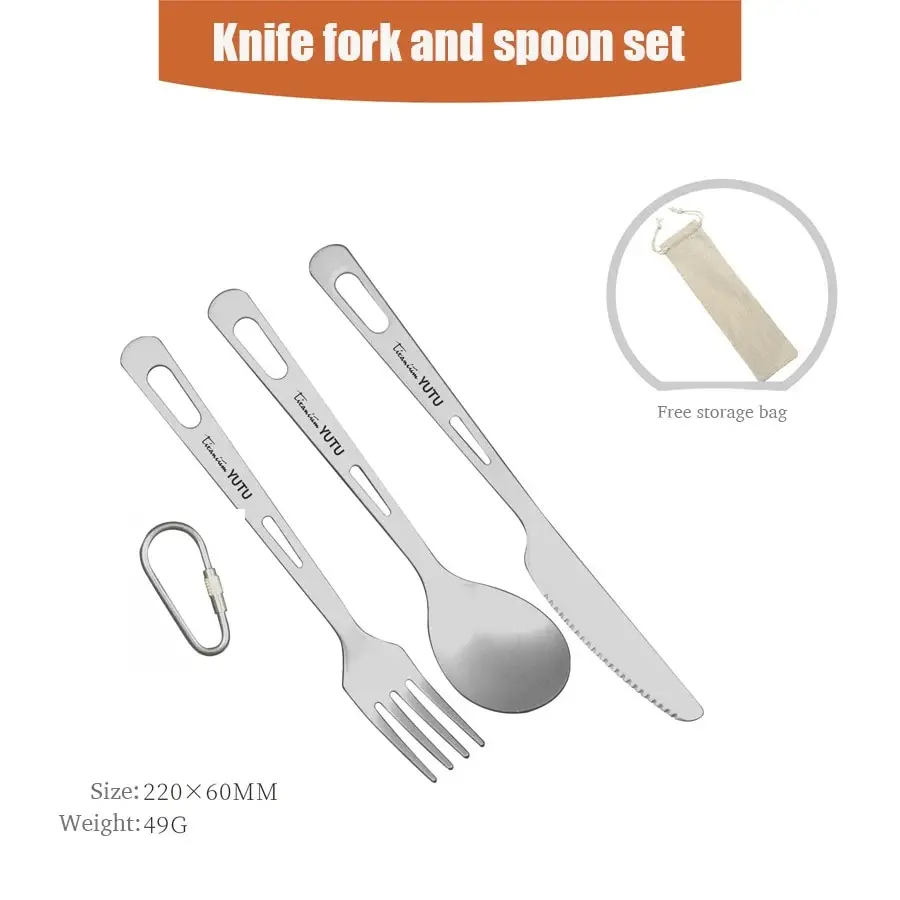 Titanium Tableware Set Outdoor Household Spoon Fork Knife Chopsticks Camping Travel Portable Tableware Set image 6