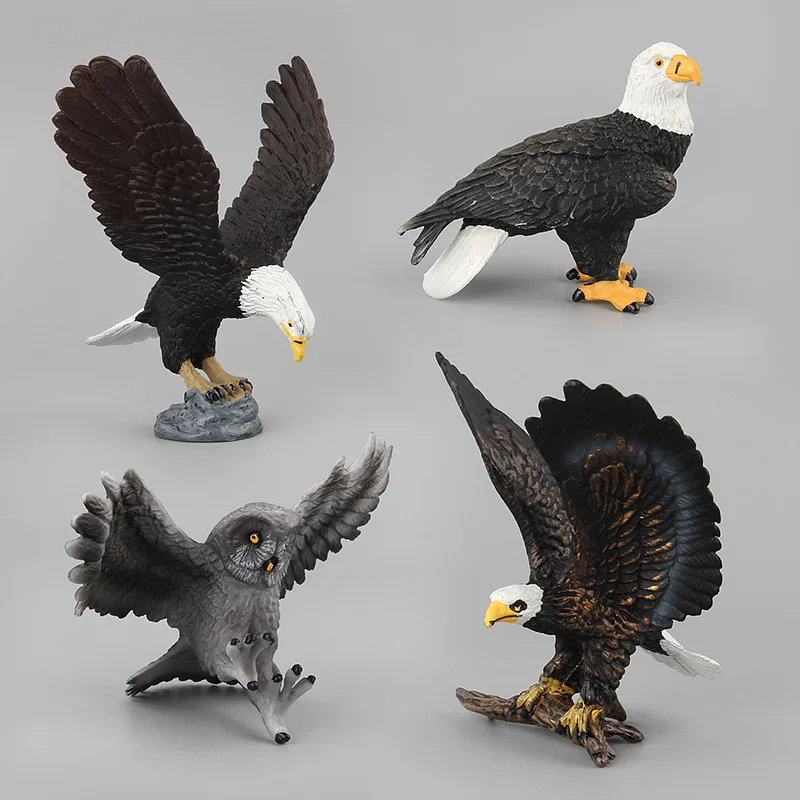 Modelo de animais simulados ornamentos, design criativo, pássaros realistas, figuras de ação, cabeça branca, águia, coruja, decoração, brinquedos para crianças, presente