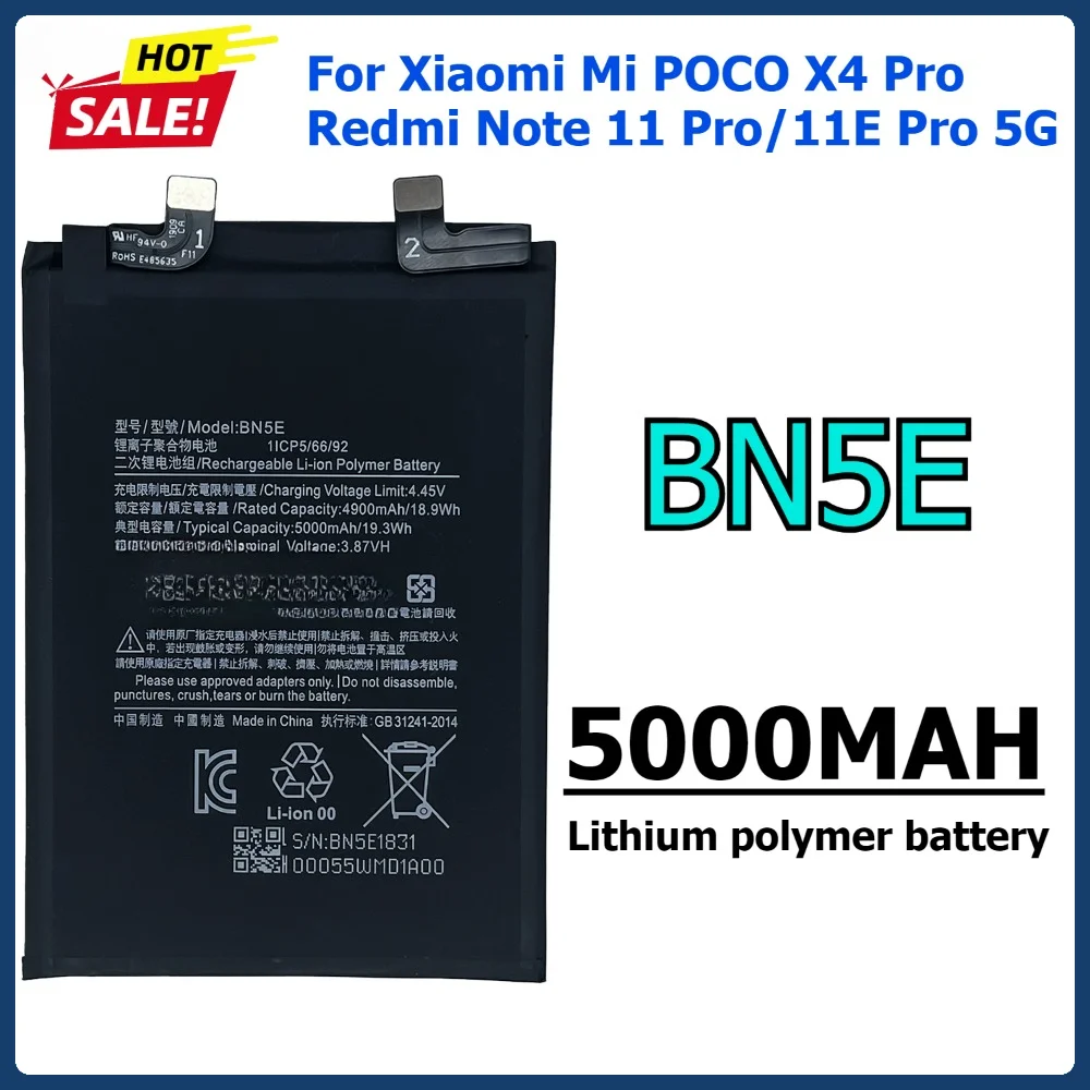 

New BN5E Phone Battery For Xiaomi Mi POCO X4 Pro Redmi Note 11 Pro / 11E Pro 5G Phone Battery Bateria 5000mAh High Capacity