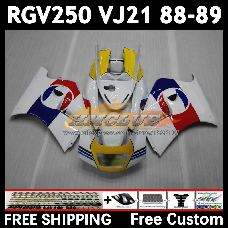 white glossy Body Kit For SUZUKI SAPC VJ21 RGV250 88 89 18No.6 RGVT250 VJ 21 RGV-250 RGVT RGV 250 CC 1988 1989 Full Fairing Set