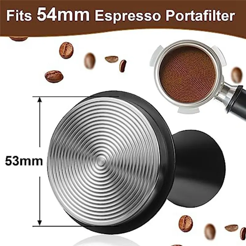 [Promotions]Espresso Tamper Coffee Tamp 53mm, Spring-Loaded Constant Pressure Espresso Tamper Set,for Coffee Lovers