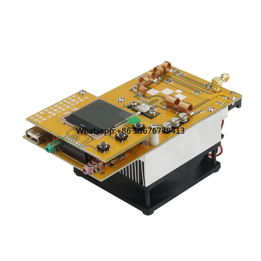 30W PLL FM Stereo Transmitter 76MHz-108MHz Digital Radio with LED Screen Input DC12V-13.8V