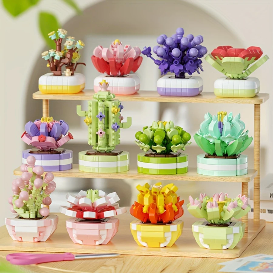 

12 succulent plant building blocks.desktop ornaments, building blocks, succulents. A gift for plant lovers. Festival gifts