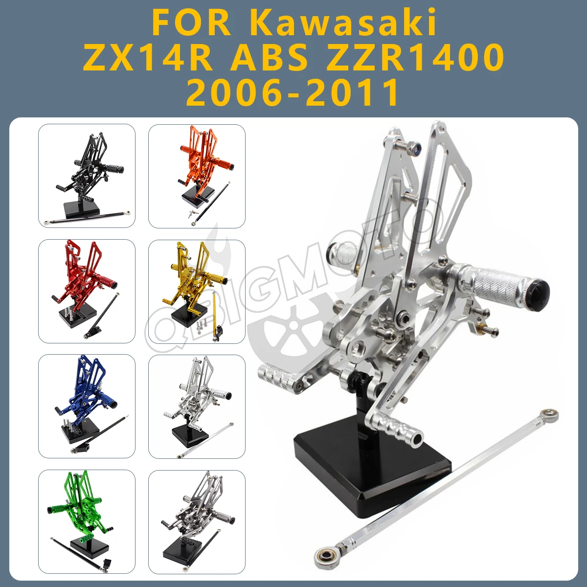 

Motorcycle Rearset Footpeg Rear Footrest Foot Pegs Pedal Rearsets CNC Adjustable FOR Kawasaki ZX14R ZX 14R ABS ZZR1400 2011-2006
