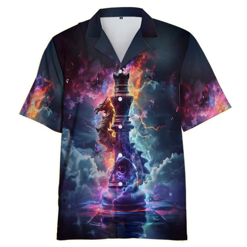 Chemise hawaïenne à simple boutonnage pour hommes et femmes, chemise à manches courtes, chemisier à revers, document explorez ecs de jeu, impression 3D, mode