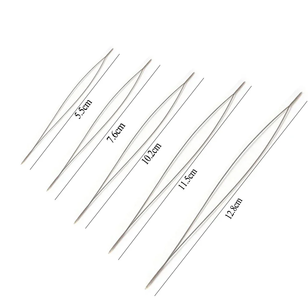 5pcs/set Open Big Eye Beading Needles for Making Necklace Bracelet DIY Stainless Steel Self Threading Bead Tools Jewelry Pins