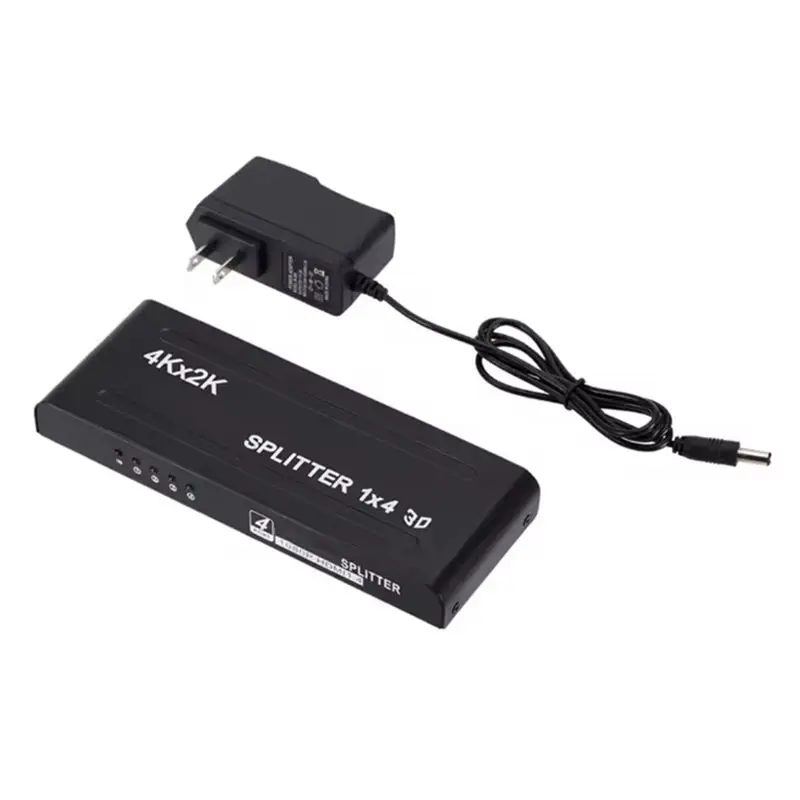 A31T Splitter 1 in 4 Out 4Kx2K Video Distributor Amplifier 1x4 Switch for PC Monitor Projector, US Plug
