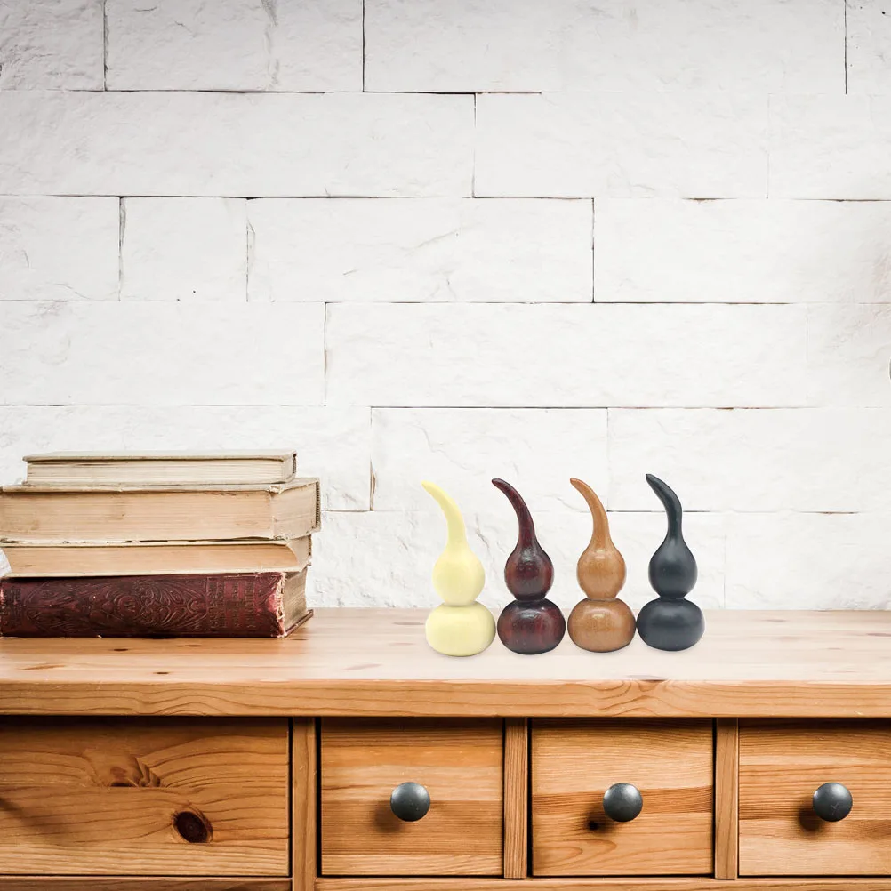 

4 pcs Wooden Ornament Smooth Desktop Decor For Home Office Wall Gourd Craft Adornment Simulation Realistic