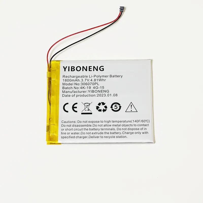 For PocketBook 614 614W 615 616 624 626 627 628 640 641 / Digma E628 R657 R659 Ebook, 3.7V 1800mAh 306070PL 4G-15, 4K-19 Battery