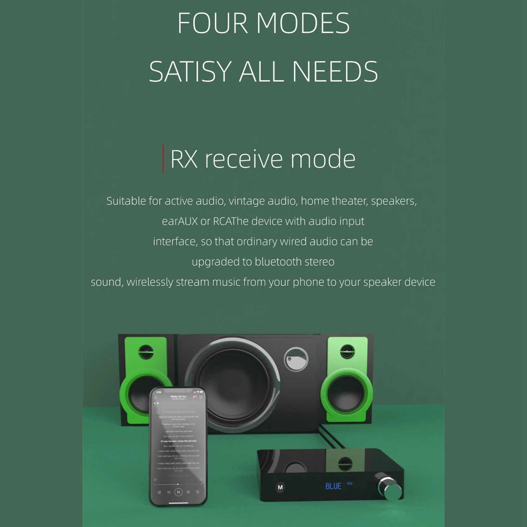 محول بلوتوث 5.0 بشاشة رقمية من RISEN، جهاز إرسال واستقبال بلوتوث، مخرج AUX 3.5 مم، مخرج RCA، تشغيل بطاقة U Disk TF