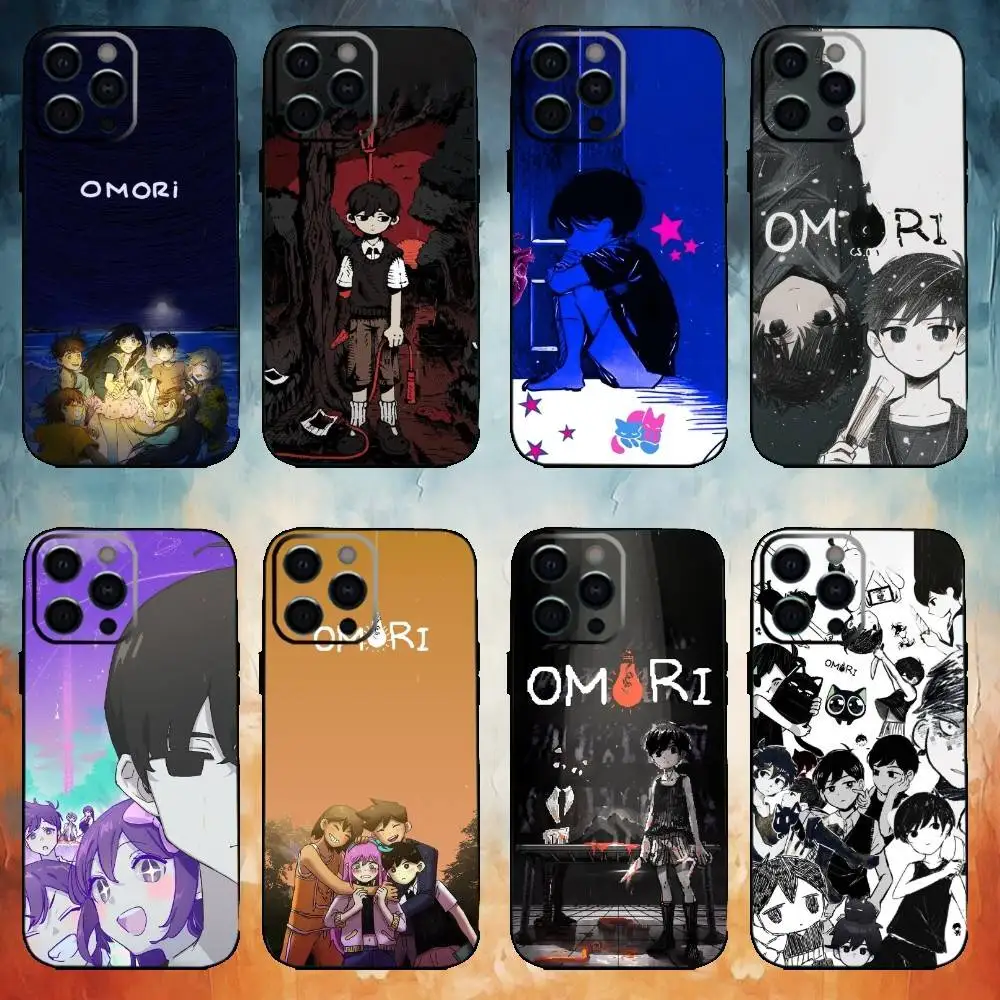

O-Omori Game Phone Case For iPhone17,16,15,14,13,12,11 Plus,Pro Max Soft Black Cover