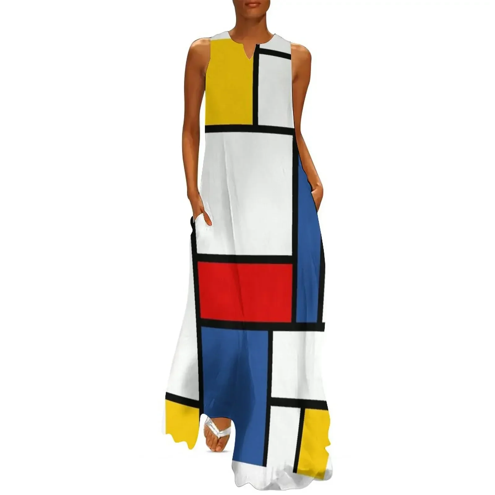 

Mondrian inspired colorful pattern Long Dress summer dress woman 2025 fairy dress Elegant gowns