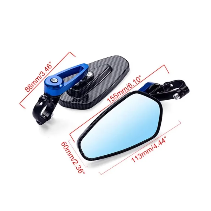 Motorcycle Rearview Mirror Carbon Fiber Pattern Handlebar Mirror Modified Inverted Rear Mirror Motorbike Accessories 1x