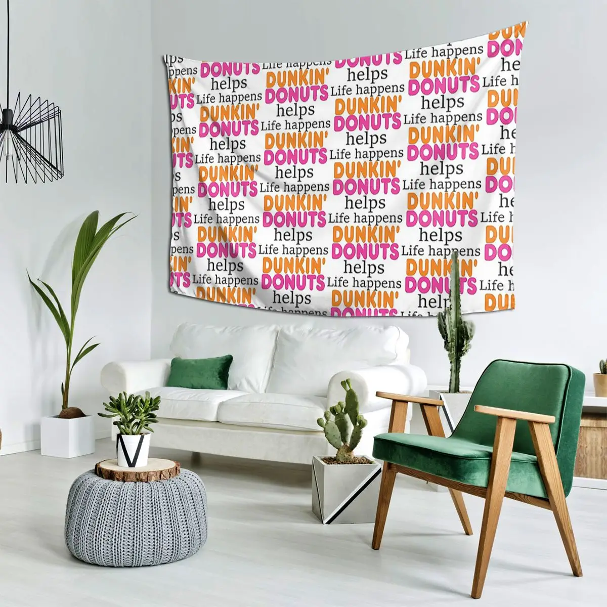 Life Happens... Dunkin Donuts Helps Tapestry Art Wall Hanging Aesthetic Home Decor Tapestries for Living Room Bedroom Dorm Room