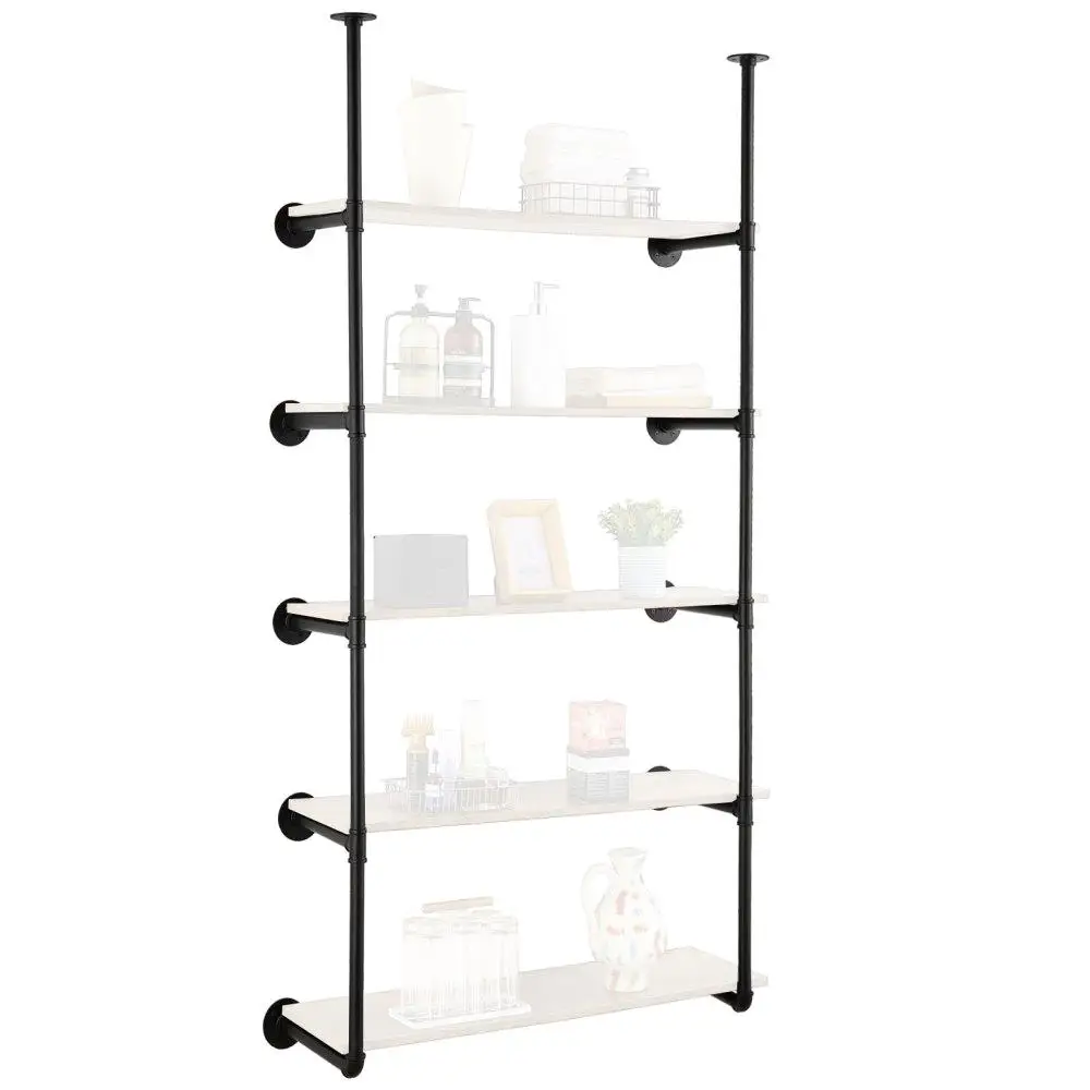 

Industrial Pipe Shelf 5 Tier 2PCS 11.8in W Wall Mount Planks NOT Included