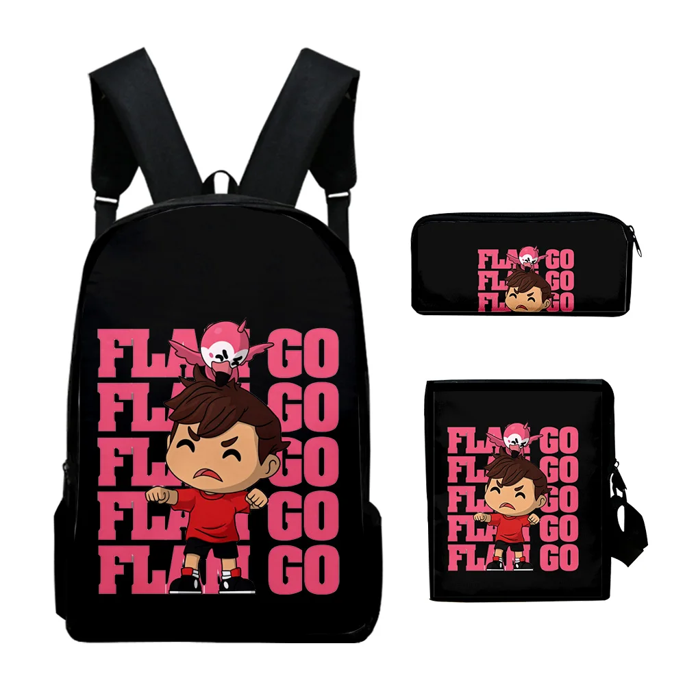 Hip Hop flim flam flamingo Stampa 3D 3 pezzi / set Borse da scuola per alunni Zaino per laptop Zaino Borse a tracolla inclinate Astuccio