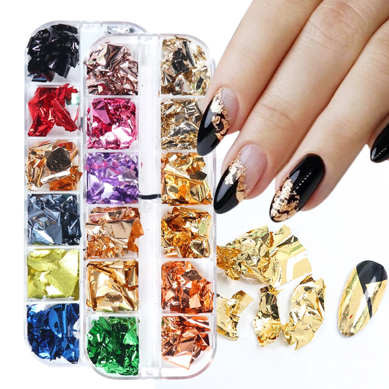 10 Pack Gold Foil Paper Assorted Colors DIY Nail Gold Foil Painting Gold Foil Paper Resin Decoration Gold Plated Furniture