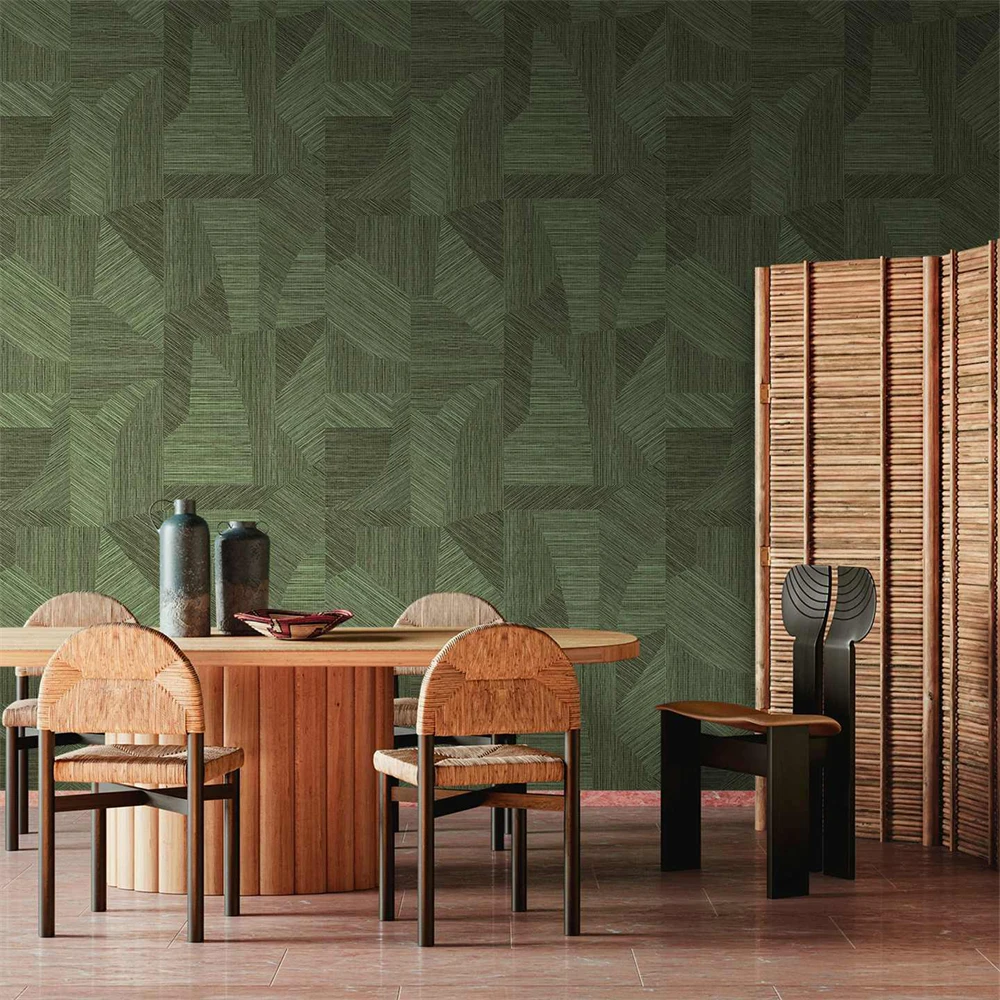 custom Dark green leaf wallpaper retro American coffee shop restaurant private hotel homestay antique wallpaper for living room