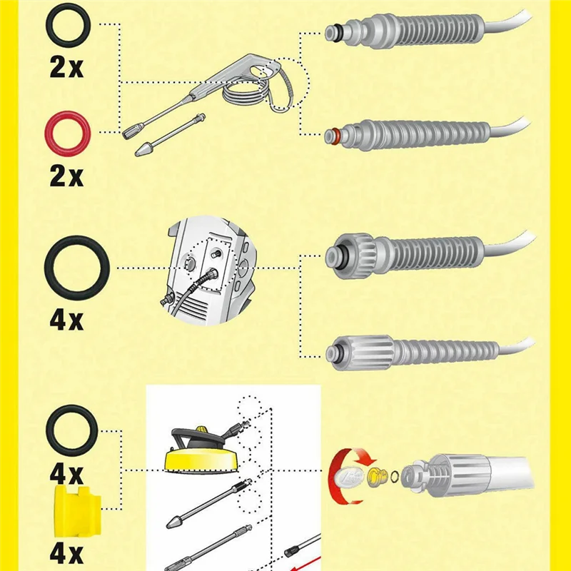 O-ring untuk Karcher Lance Nozzle selang cadangan o-ring segel 2.640-729.0 karet o-ring Pressure Washer untuk K2 K3 K4 K5 K6 K7