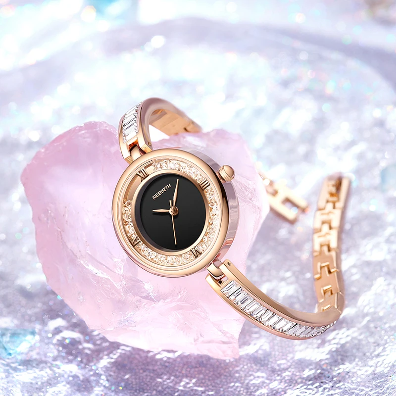 ساعات نسائية من الذهب الوردي ، العلامة التجارية الأعلى ، الفخامة ، السيدات ، ساعات المعصم ، الكوارتز ، الفولاذ الكامل ، ساعة نسائية