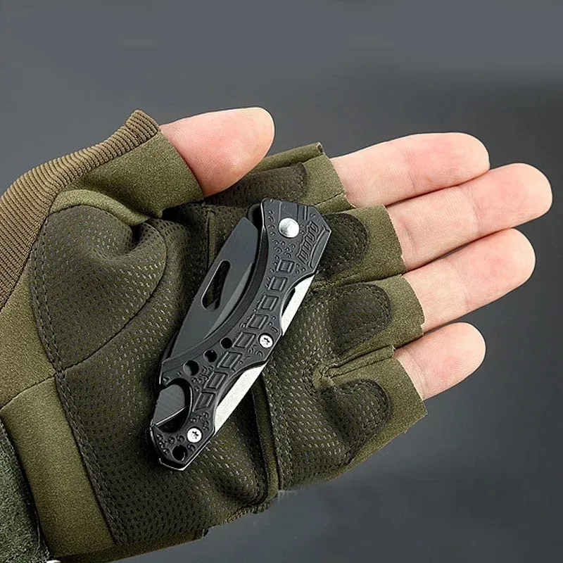 EDC camping folding knife, round head stainless steel, fishing accessories, easy to carry, outdoor, meat cutting, BBQ, self-defe