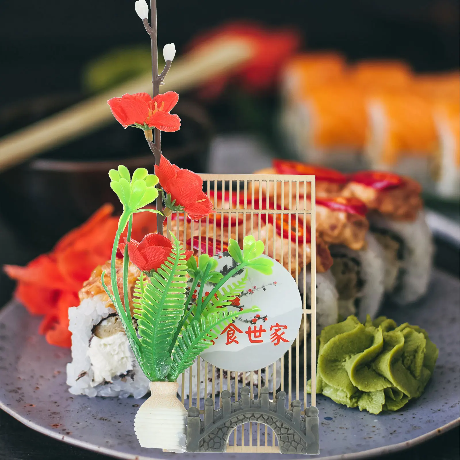 

Artificial Flower naments Sushi Plate Decorations Food Tray Decor Hotel Supplies Kitchen Bar Utensils Materials