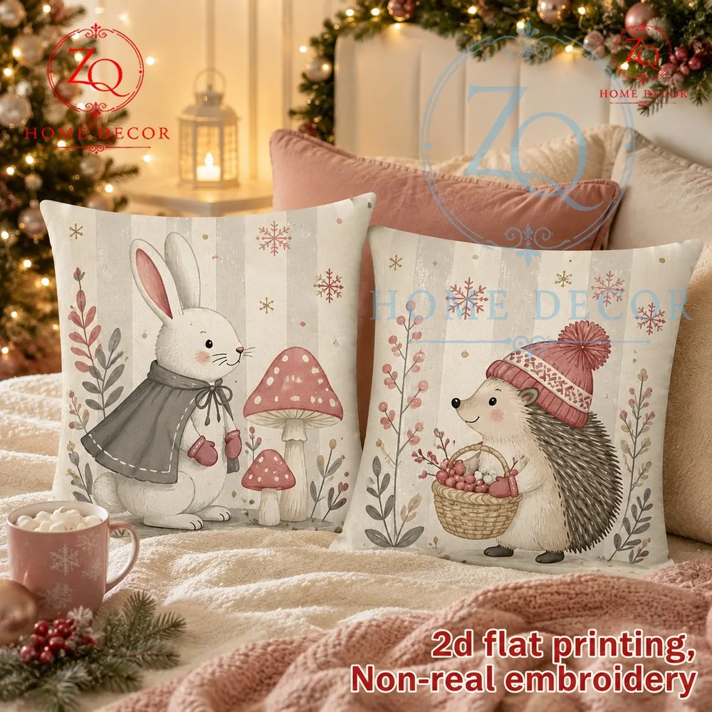 Warm brown hedgehog knitted h pillowcase a nural  rustic style home decor item.