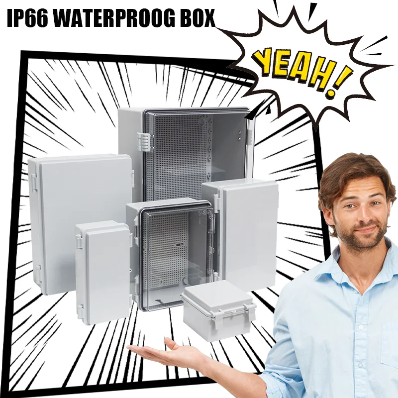 IP67 Waterproof Transparent ABS Plastic Enclosure Outdoor Power Distribution Junction Box Electronic Instrument Case