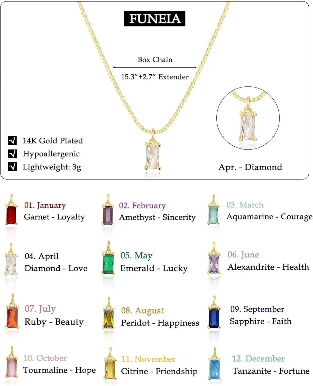 Collane con diamanti da donna Collana con pietre portafortuna di smeraldo placcato oro 14 carati per donne Collana in oro delicato per madri Blu Verde