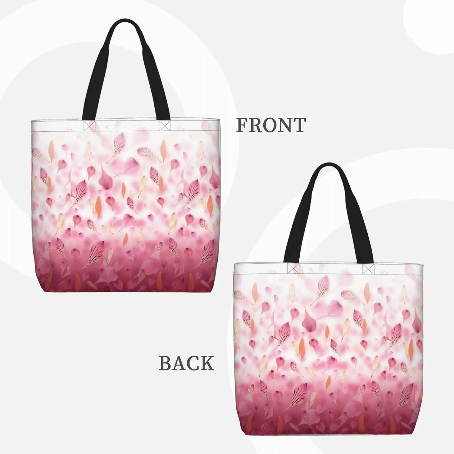 Pink Petals. Tote Bags Zipper Casual Handbag Big Capacity Shoulder Bag Lightweight For Women