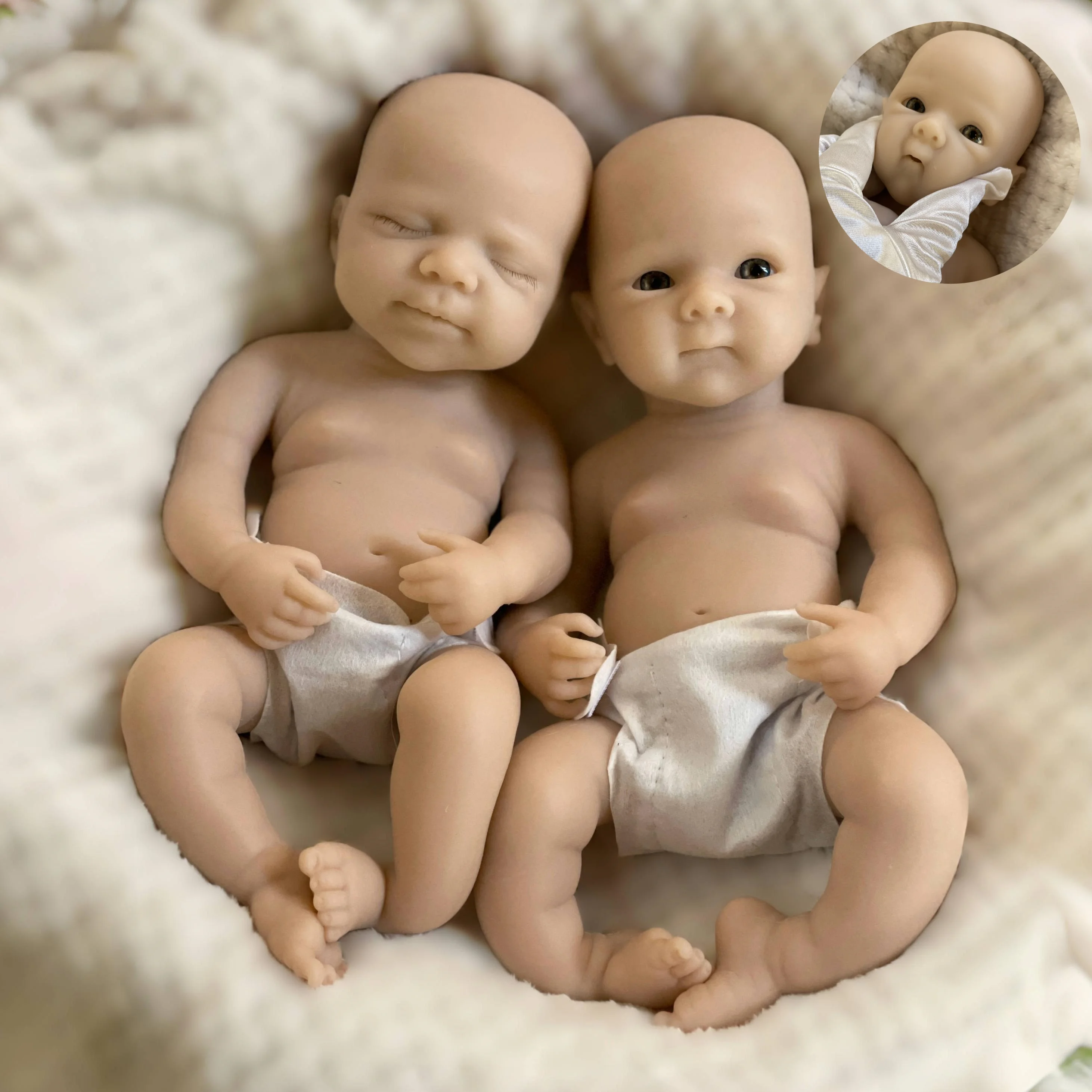 33CM Open Mouth Reborn Dolls Unpainted Full Body Soft Silicone Cute Girls Reborn Silicone Dolls For Kid's Gifts Realistic Reborn