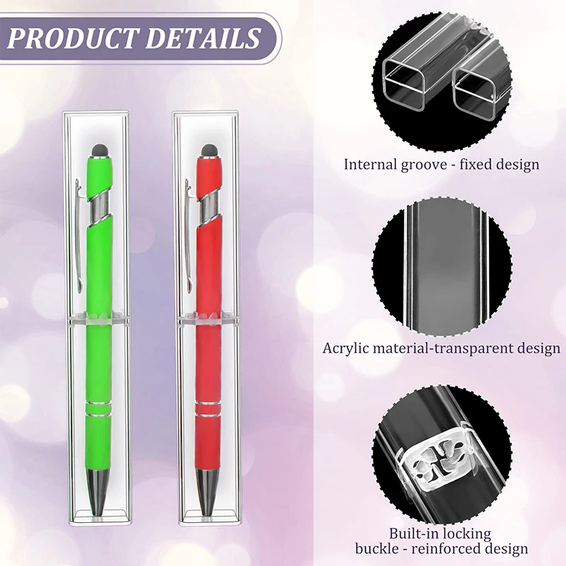 20Pcs Pencil Case Clear Gift Boxes Ballpoint Pens Gift Box Plastic Pencil Gift Box Square Pen Case School Pens Holder