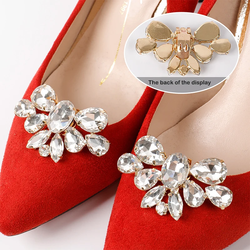 1PC Ladies High Heels Crystal Pearl Flower Shoe Clip Rhinestone Wedding Shiny Clip Clip Shoe Ornament Clip Charm Buckle