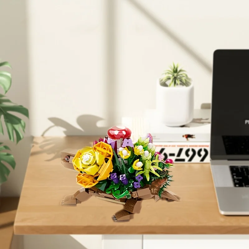 Hot Sales 509pcs Turtle Planter Flower Pots Model Kit Animal Planter Building Block Flower Pots Bricks Kid Birthday Festival Toy