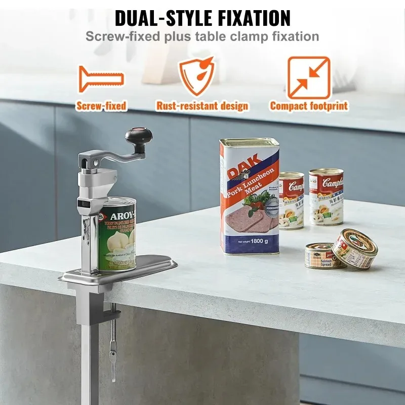 【Premium】SucceBuy Manual Can Opener Commercial T le Clamp Opener for Large Cans Can Opener with Base Adjust le Height Industrial