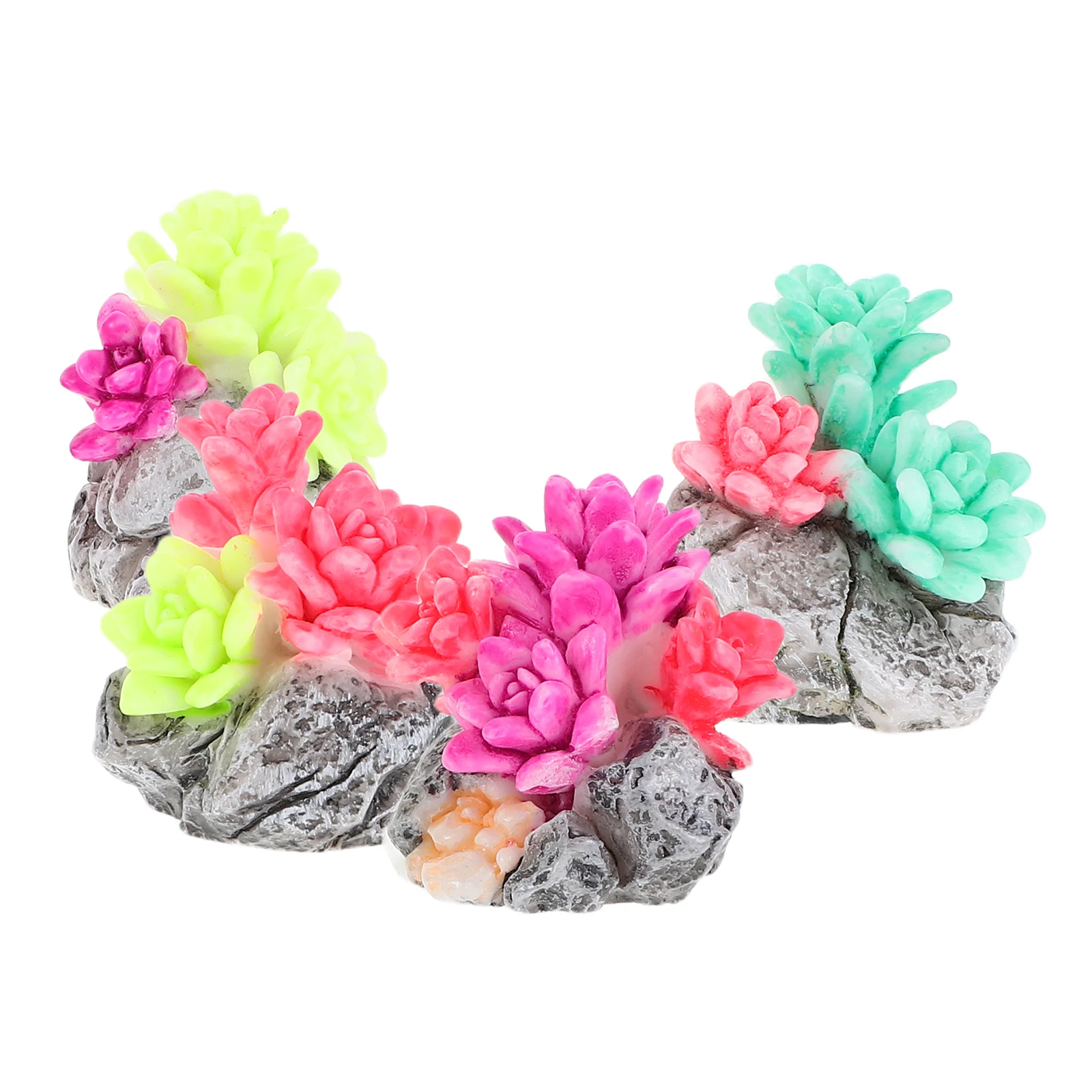 

4 pcs Mini Resin Figurines Artificial Succulents Creative Moss Micro Landscape Ornaments Small Mushroom Decor Plants