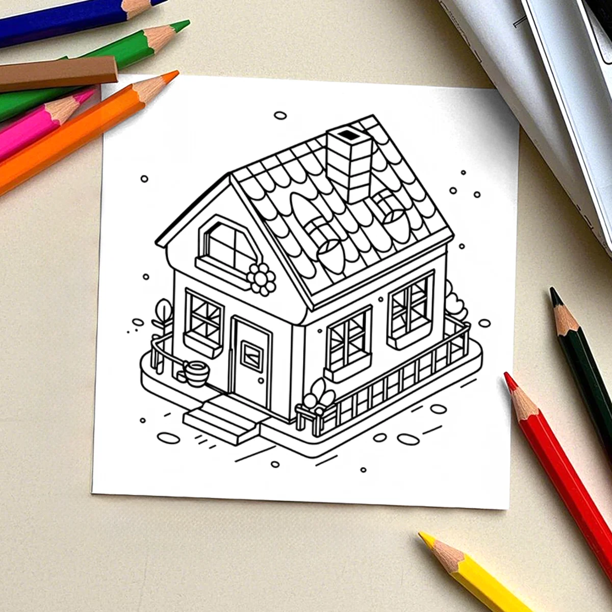 Adult Coloring Book - Cozy Home Designs: Relaxing House Layouts and Stress Relief Coloring Pages