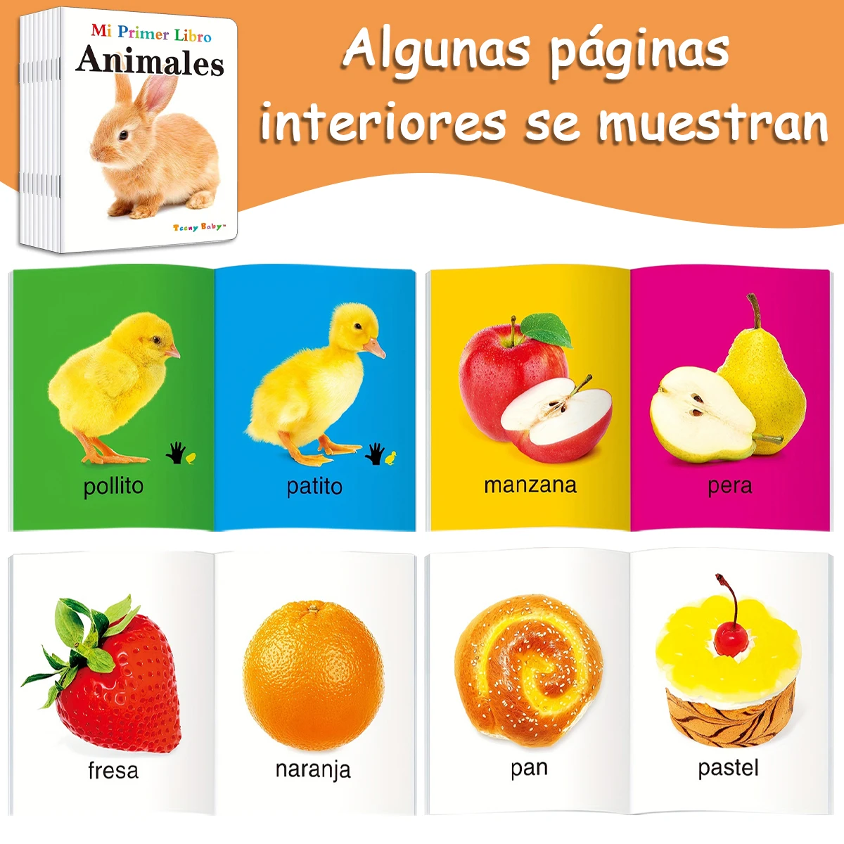 10 Spanish books that help expand vocabulary and foster language development. Vibrant colors capture attention.