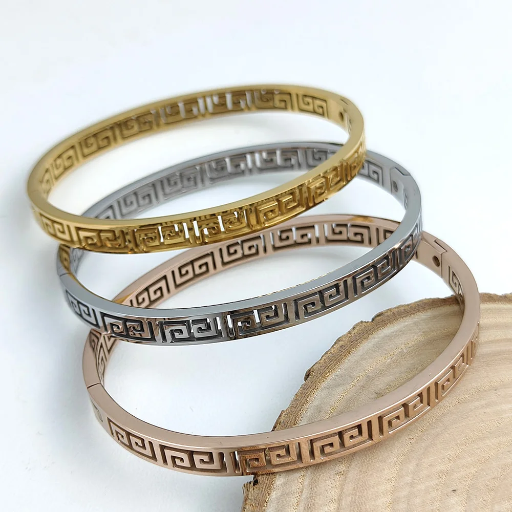 New Stainless Steel Gold Plated Buddhist Sanskrit Bracelet, High Quality Waterproof Women's Bracelet, Wedding Party Jewelry