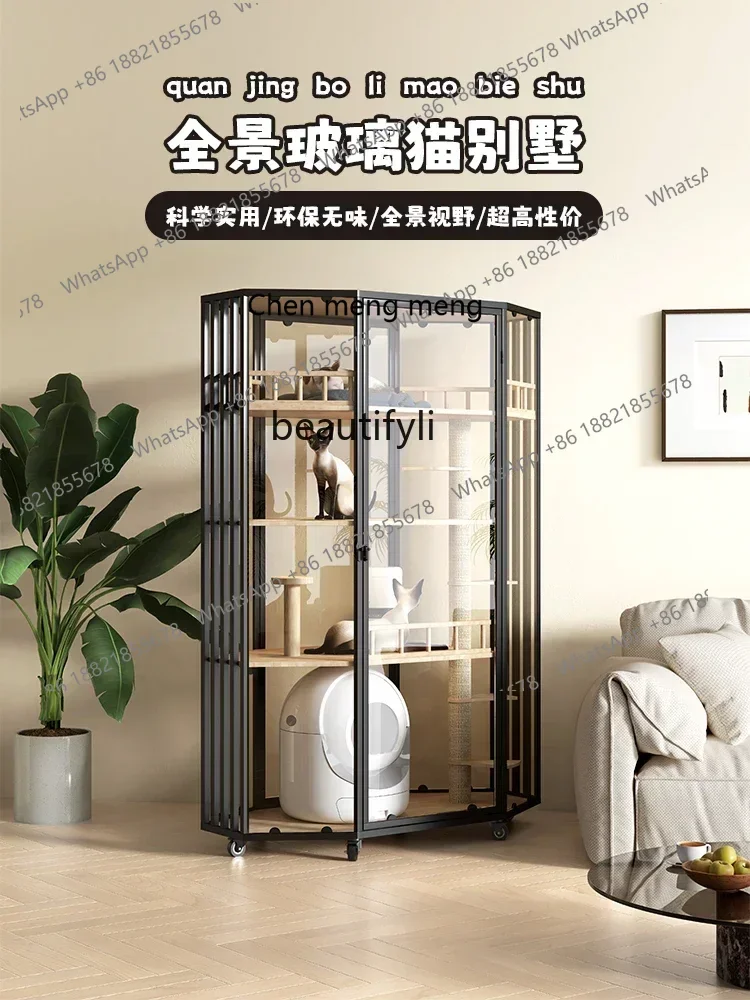 

ssE1001 Panoramic Luxury Cat Cage Nest House Villa Cat Cabinet Automatic Litter Box Large Free Space Home