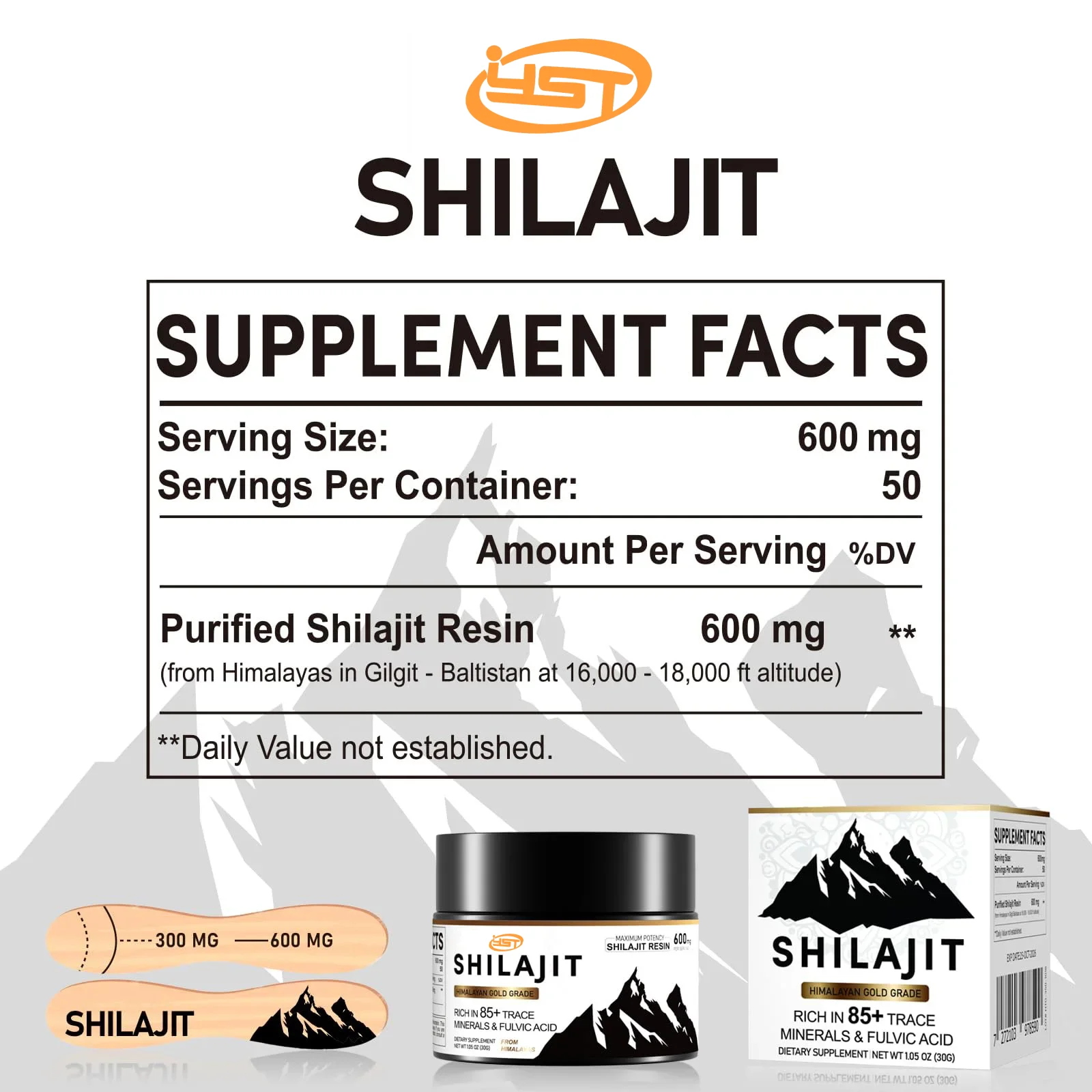 100% High Purity Shilajit Mineral Supplements Natural Organic Shilajit with 85+ Trace Minerals & Fulvic Acid