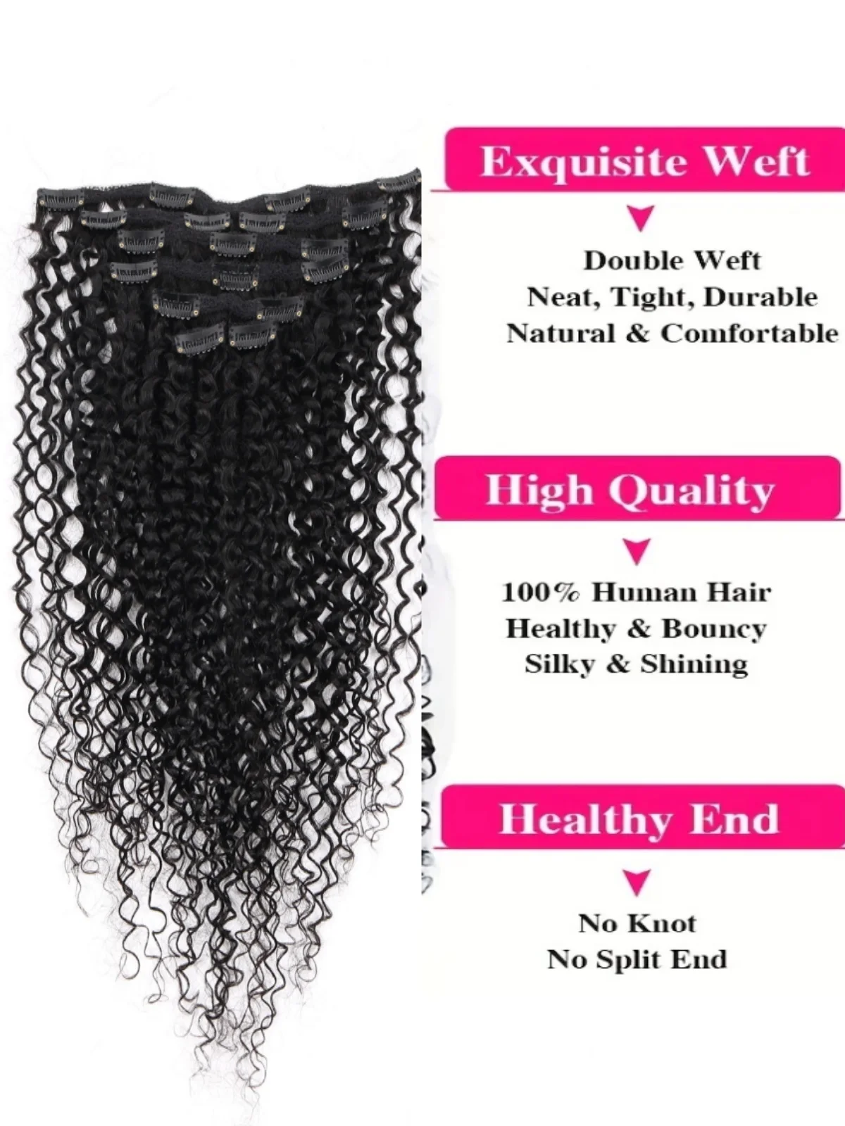 موجة عميقة كليب في وصلات الشعر اللون الطبيعي لحمة مزدوجة البرازيلي 8 قطع وصلة إطالة شعر طبيعي 8-30 بوصة للنساء #3