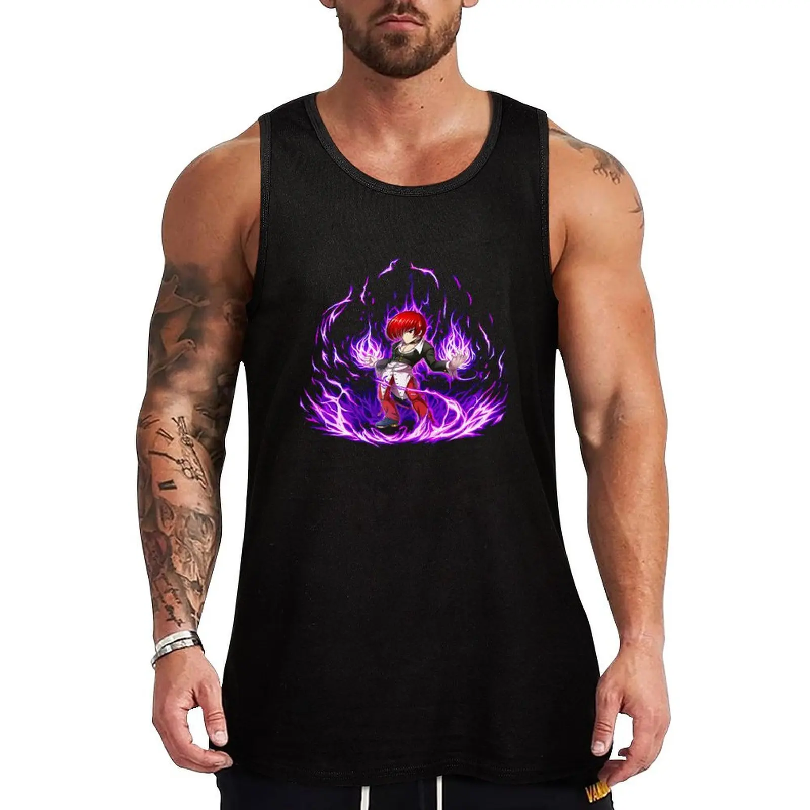 

Funny Graphic Gift Special Present Iori Yagami Ready Retro Wave Tank Top gym clothes man fitness Men's clothing brands