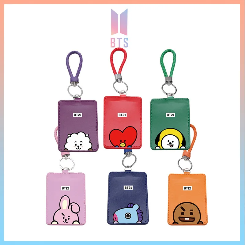 Anime Cartoon BT21 Card Holder ID Card Holder Cute Cartoon Student Transportation Card Bank Card Holder gift for friends